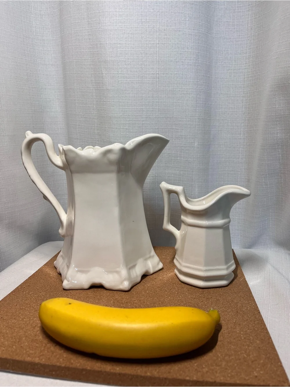 Handmade Signed White Pottery Pitcher Vase Rustic Farmhouse Creamer 8” Ceramic